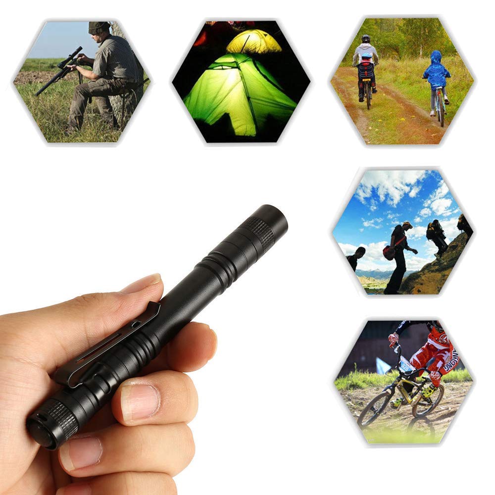 Enjoydeal 5PCS Pen Light Flashlight Ultra Slim Portable LED 1000LM Pocket Penlight Torch with Clip Powered by 2 x AAA Battery (not Include)