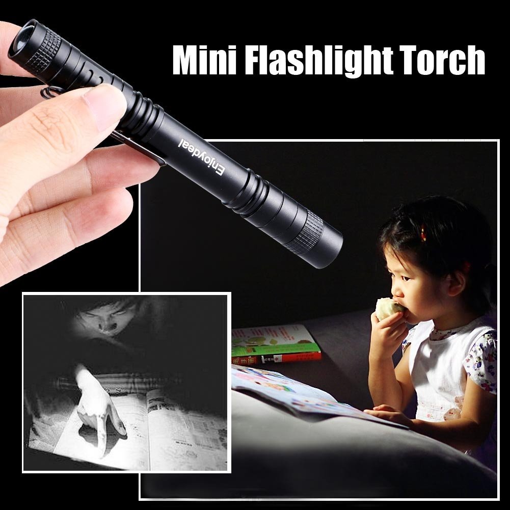 Enjoydeal 5PCS Pen Light Flashlight Ultra Slim Portable LED 1000LM Pocket Penlight Torch with Clip Powered by 2 x AAA Battery (not Include)