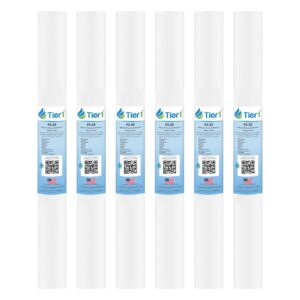 tier1 5 micron 20 inch x 2.5 inch | 6-pack spun wound polypropylene whole house sediment water filter replacement cartridge | compatible with pentek p5-20, 155016-43, sdf-25-2005, home water filter