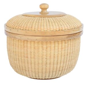 teng tian lidded home storage rattan handicrafts casual style circular basket rattan baskets for organizing sewing kits for adults