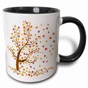 3drose mug_62989_4 "fall tree with leaves" two tone black mug, 11 oz, multicolor