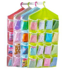 hengsong 16 lots socks jewelry bra underwear hanging storage pockets bags organizer (pink)