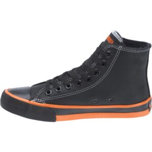 harley-davidson footwear men's nathan sneaker, blk/orange vulcanized hi-top, 10