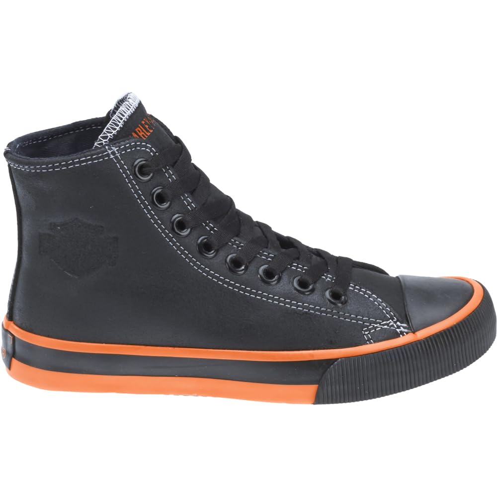 Harley-Davidson Footwear Men's Nathan Sneaker, BLK/Orange Vulcanized HI-TOP, 10