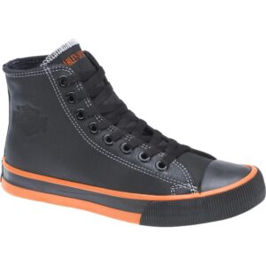 Harley-Davidson Footwear Men's Nathan Sneaker, BLK/Orange Vulcanized HI-TOP, 10