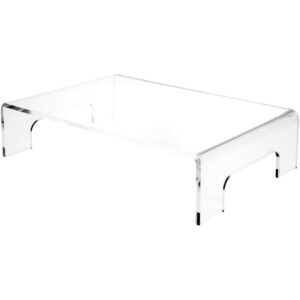 plymor clear acrylic display riser with tray handles, 5" h x 21" w x 14" d (3/8" thick)