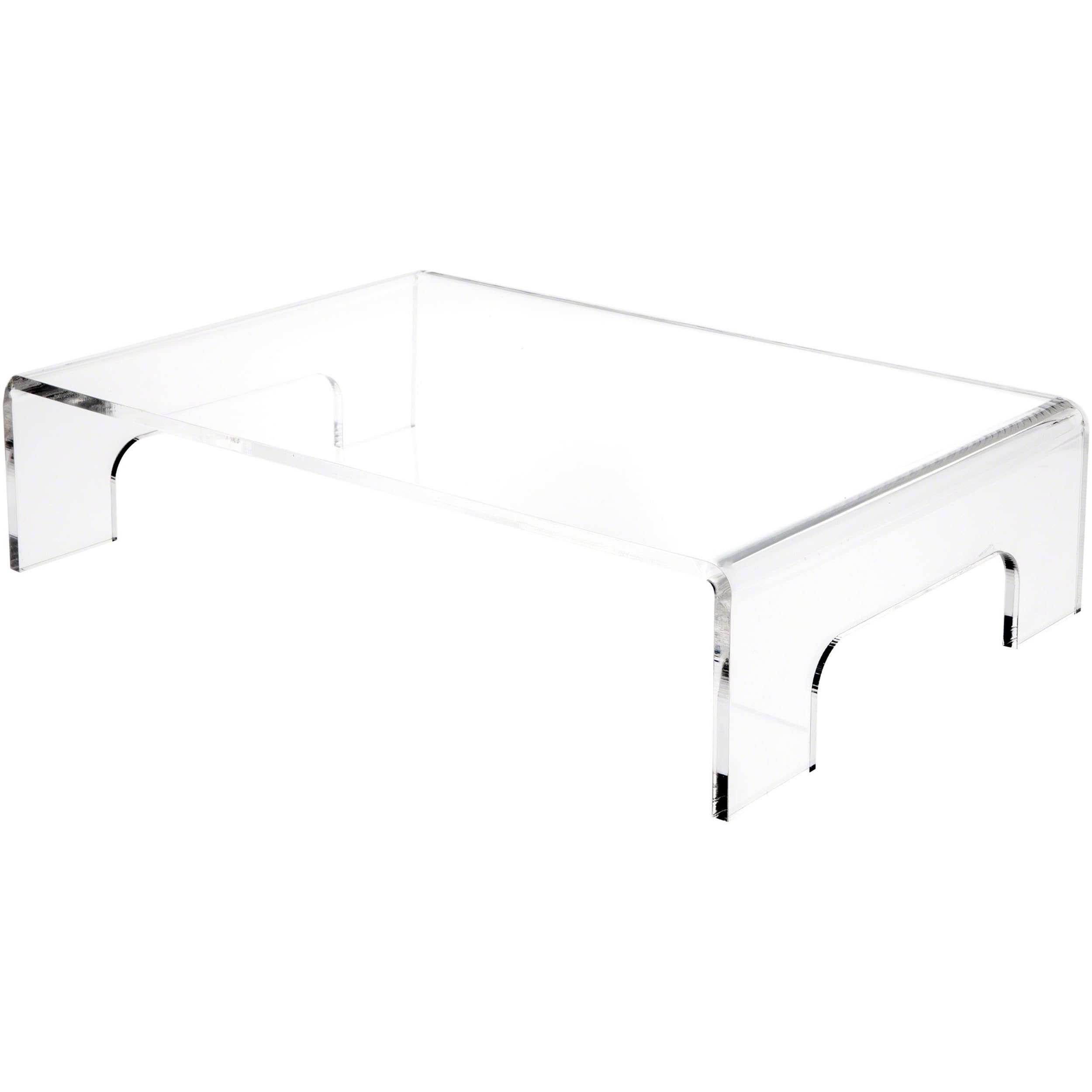 Plymor Clear Acrylic Display Riser with Tray Handles, 5" H x 21" W x 14" D (3/8" Thick)