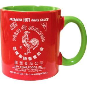 sriracha hot chili sauce red & green ceramic mug, large, 19oz