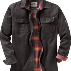 Legendary Whitetails Men's Journeyman Shirt Jacket, Flannel Lined Shacket for Men, Water-Resistant Coat Rugged Fall Clothing, Tarmac, X-Large