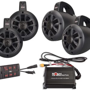 NOAM NUTV4 Quad - 4 Channels Marine Bluetooth ATV/Golf Cart/UTV Speakers Stereo System