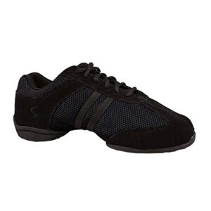 skazz by sansha women's dance studio exercise sneakers suede leather split-sole dyna-mesh (us 8.5 / skazz 09 m), black