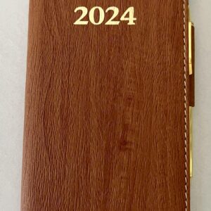 2024 Italian Bonded Leather British TAN Weekly Pocket Planner Engagement Calendar With Pen