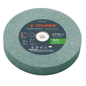 truper pies-6160t 6" silicon carbide bench grinding wheels. grit=60, thickness=1", drill=1". 1 pack