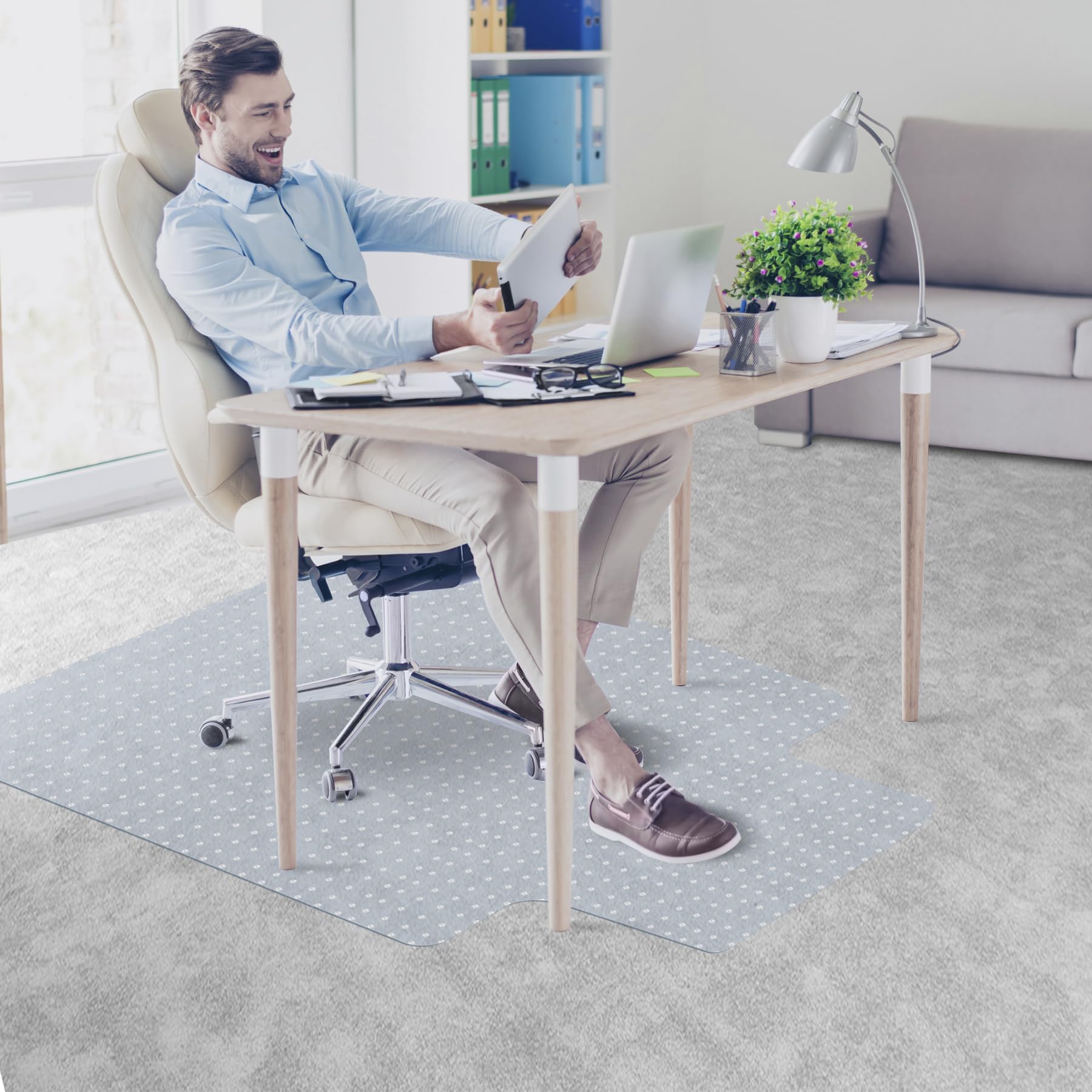 Nova Microdermabrasion Office Chair Mat for Carpet Computer Chair Mat Desk Chair Mat for Carpeted Floors Anti-Slip Floor Protector for Home Office (Carpet Mat with Lip, 48"x36")