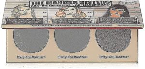 thebalm manizer sisters palette, multi-tasking highlighters, shimmers, & shadows