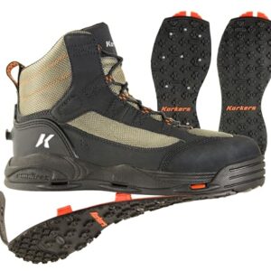 Korkers Greenback Wading Boots - Packed with The Essentials - Includes Interchangeable Kling-On & Studded Kling-On Soles - Size 8