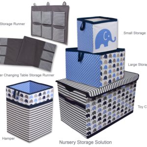 Bacati - Storage Tote (Toy Chest 14.5"L x 24"W x 15"H., Elephants Blue/Grey)