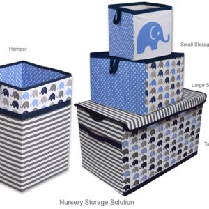 Bacati - Storage Tote (Toy Chest 14.5"L x 24"W x 15"H., Elephants Blue/Grey)