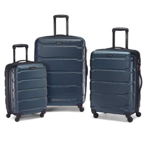Samsonite Omni PC Hardside Expandable Luggage with Spinner Wheels, Checked-Medium 24-Inch, Teal