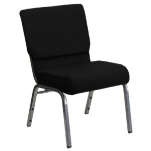 flash furniture hercules series 21''w stacking church chair in black fabric - silver vein frame