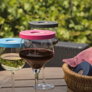 Wine-Tapa(R) Cabana Set of 6 Wine Glass Covers in Six Bright, Beautiful Colors - To Protect Your Wine Glass from Bugs & Insects