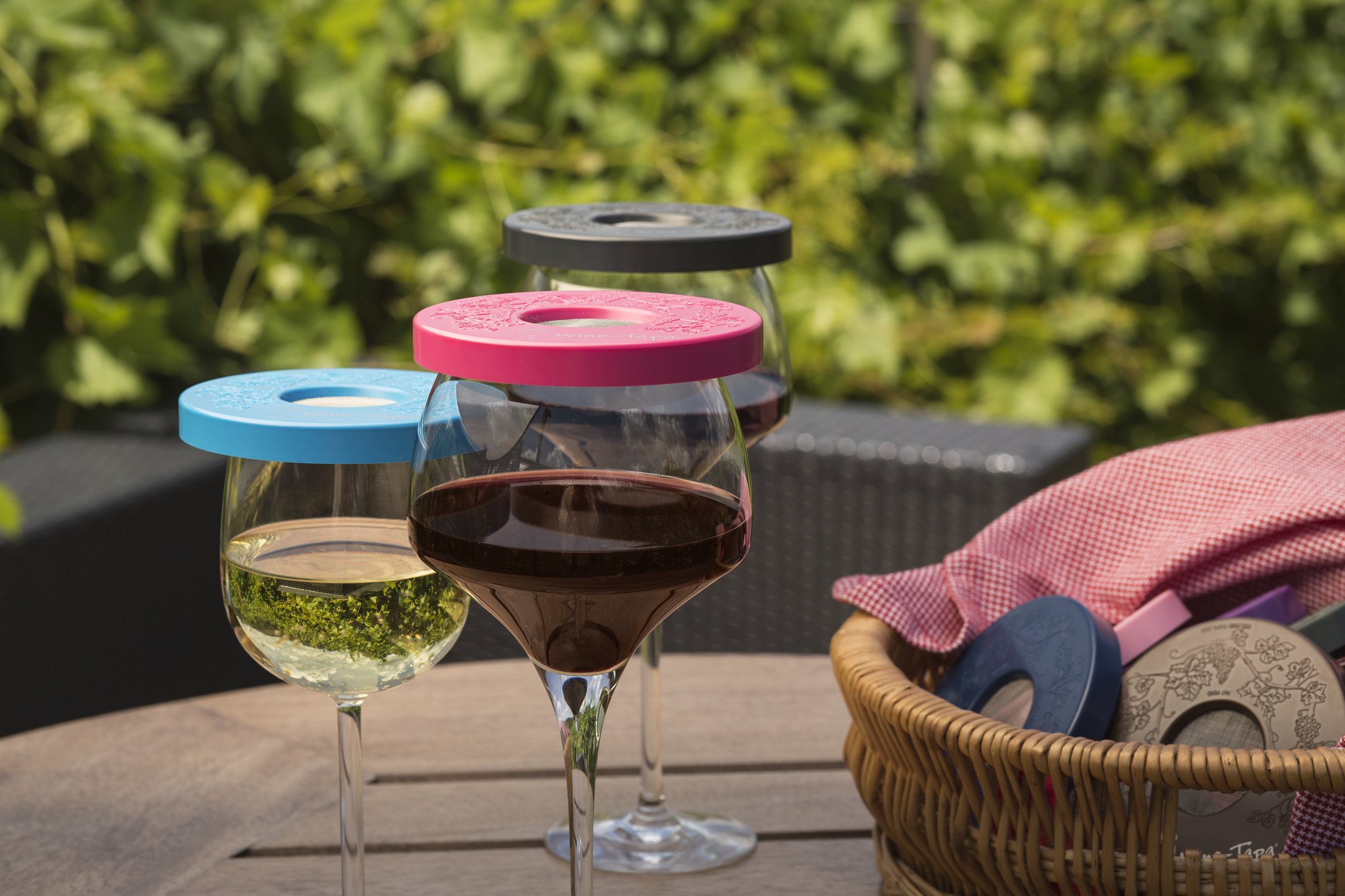 Wine-Tapa(R) Cabana Set of 6 Wine Glass Covers in Six Bright, Beautiful Colors - To Protect Your Wine Glass from Bugs & Insects