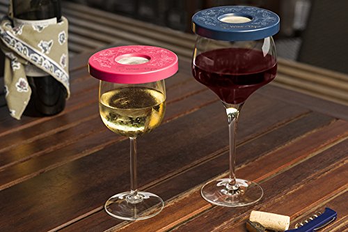 Wine-Tapa(R) Cabana Set of 6 Wine Glass Covers in Six Bright, Beautiful Colors - To Protect Your Wine Glass from Bugs & Insects