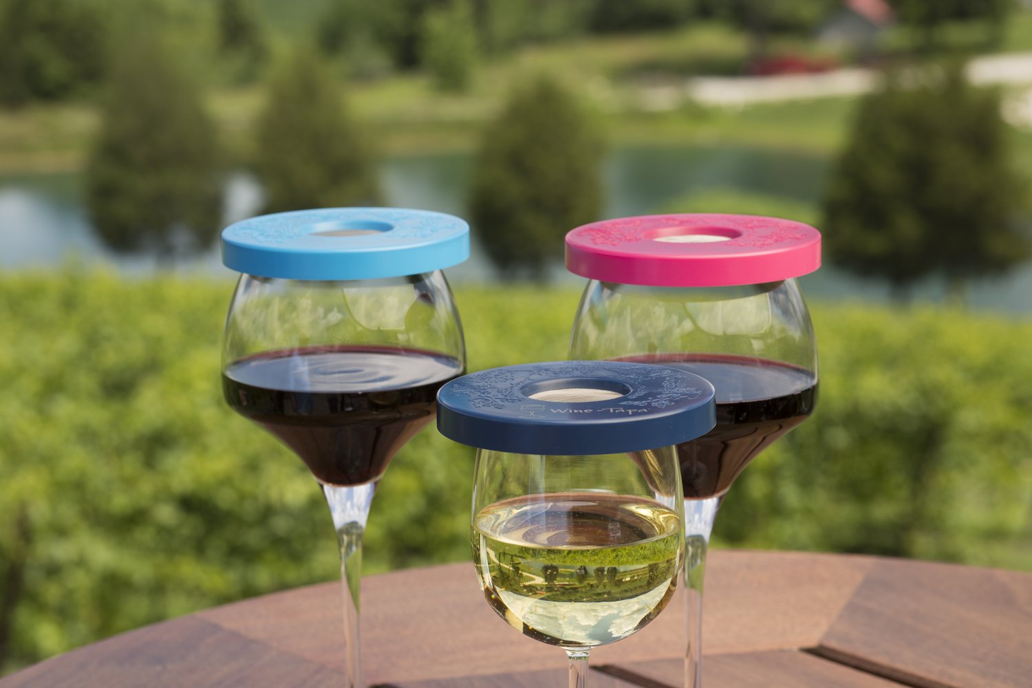 Wine-Tapa(R) Cabana Set of 6 Wine Glass Covers in Six Bright, Beautiful Colors - To Protect Your Wine Glass from Bugs & Insects