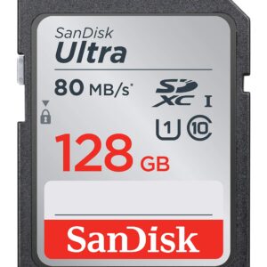 SanDisk Ultra 128GB SDXC UHS-I Memory Card up to 80MB/s (SDSDUNC-128G-GN6IN), Black