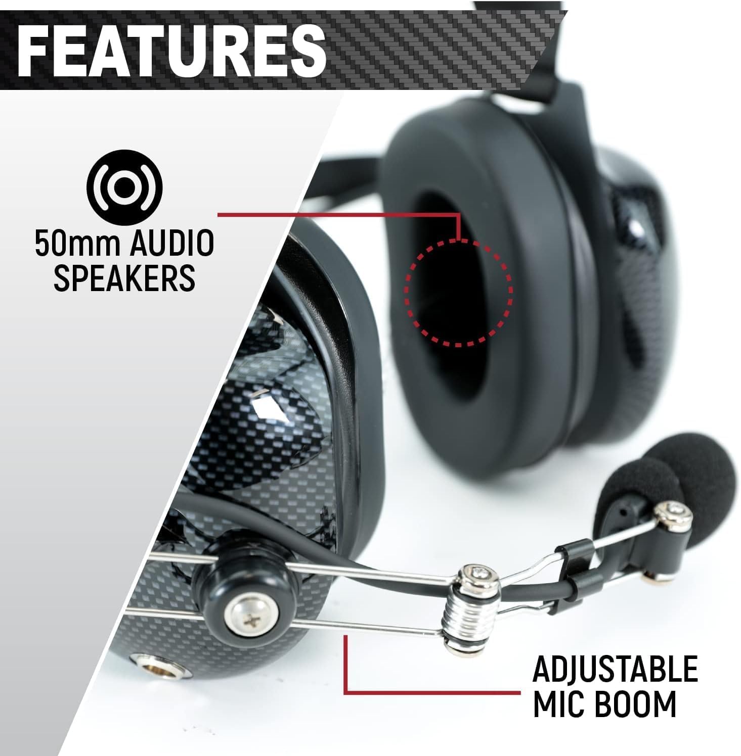 Rugged Behind The Head Headset for Racing Radios Features Noise Reduction Volume Control Knob 3.5mm Input Jack and 5-Pin Input Jack to Connect to a Two Way Handheld Radio Jumper Cable