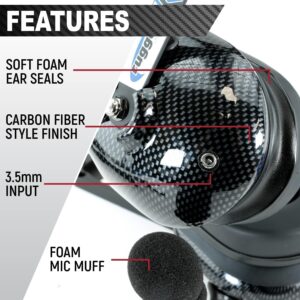 Rugged Behind The Head Headset for Racing Radios Features Noise Reduction Volume Control Knob 3.5mm Input Jack and 5-Pin Input Jack to Connect to a Two Way Handheld Radio Jumper Cable