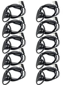 retevis case of 10, walkie talkies earpiece with mic 2 pin d-type headset compatible with baofeng uv-5r bf-888s h-777 rt22 rt27 rt-5r kenwood 2 way radios(10 pack)