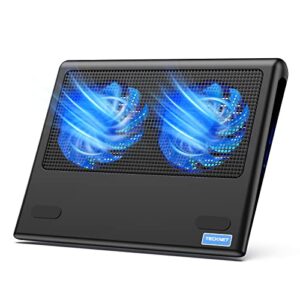 tecknet laptop cooling pad, 12"-15.6" laptop cooler, gaming cooling pad stand, wind speed adjustable, 2 usb powered fans cooling pad for laptop within 16 inch (blue)