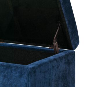 Joveco Storage Ottoman Bench Microfiber Rectangular Button Tufted Footstool Storage Room Organizer (Dark Royal Blue)