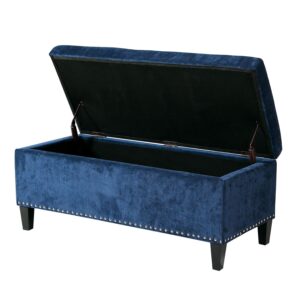 Joveco Storage Ottoman Bench Microfiber Rectangular Button Tufted Footstool Storage Room Organizer (Dark Royal Blue)