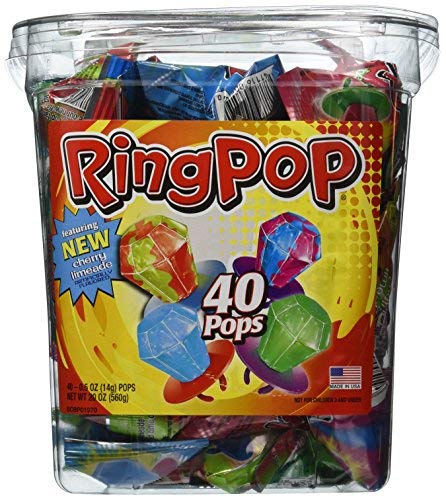 Ring Pop Hard Candy Pops, Variety Pack,2.55 pounds, 44 Count