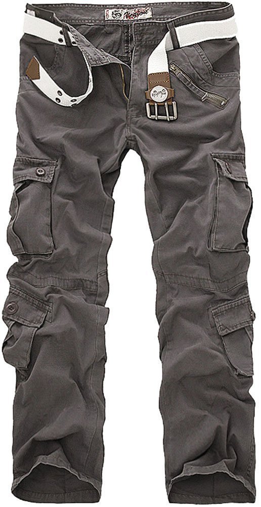 Leward Men's Casual Outdoors Active Military Army Cargo Camo Camouflage Combat Work Pants Trousers (30, Gray)