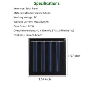 10Pcs 2V 100mAh 0.2W 40X40mm Micro Mini Power Small Solar Cell Panel Module for DIY Solar Light Phone Charger Toy Flashlight Power Bank