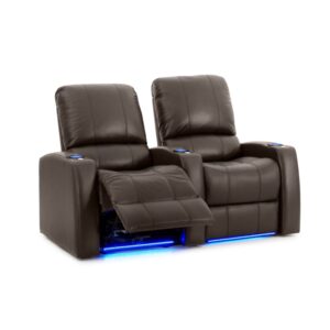 octane seating blaze xl900 theatre chairs lighted cup holders - memory foam - accessory dock - top-grain brown leather - motorized recline - row 2 chairs