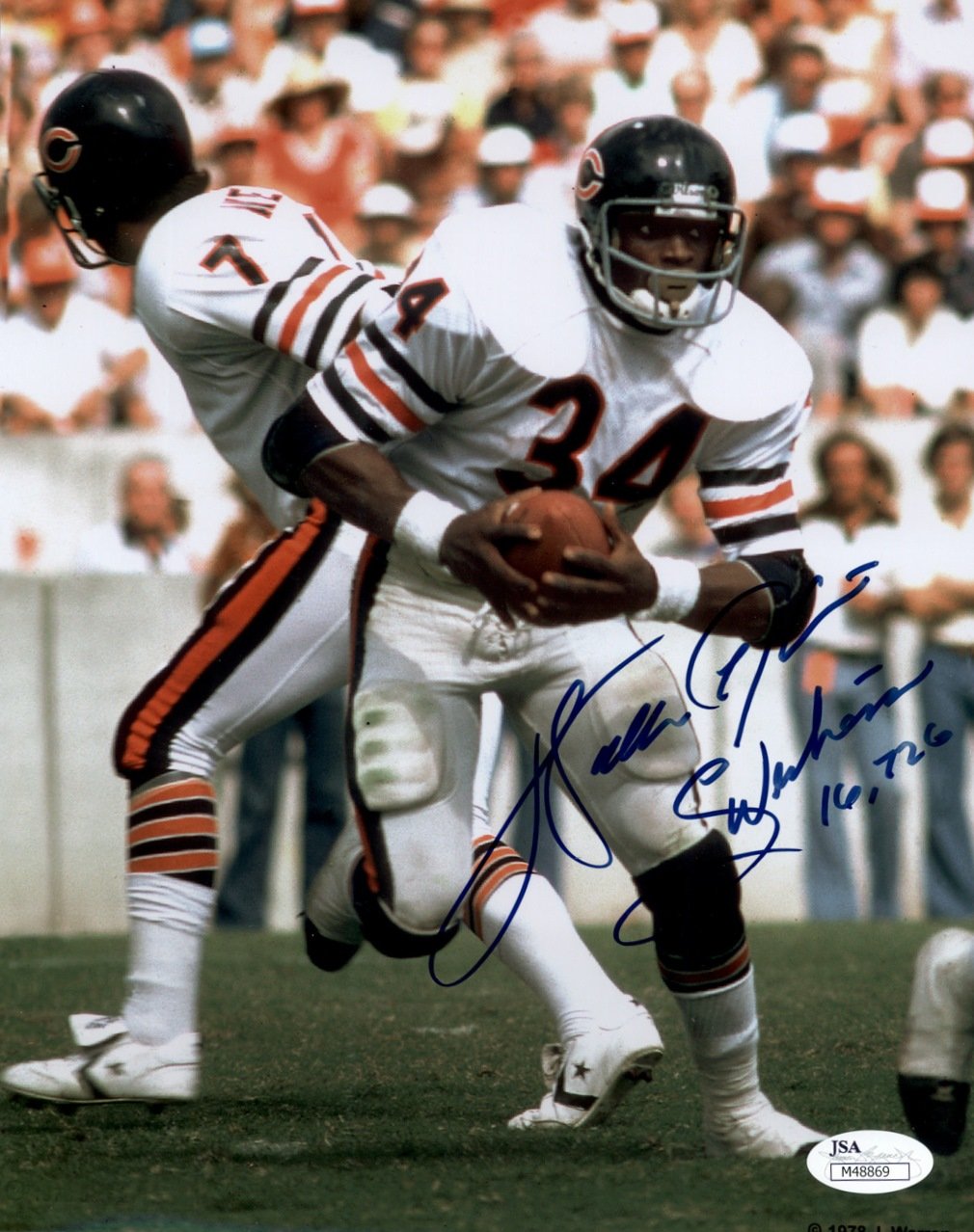 Kirkland Walter Payton 8 X 10 Autograph Photo on Glossy Photo Paper