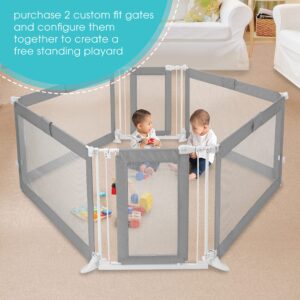 Summer Infant Custom Fit Walk-Thru Extra Wide Pet and Baby Gate, Fits Openings 65” - 87” (2 panels) or 87” - 141” (3 panels), 30” Tall, Install In-between Rooms or Doorways - Grey