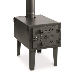 guide gear outdoor wood burning stove, portable with chimney pipe for cooking, camping, tent, hiking, fishing, backpacking