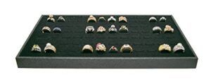 novel box jewelry stackable wood utility tray in black + 72 slot ring display foam insert in black + nb cleaning cloth