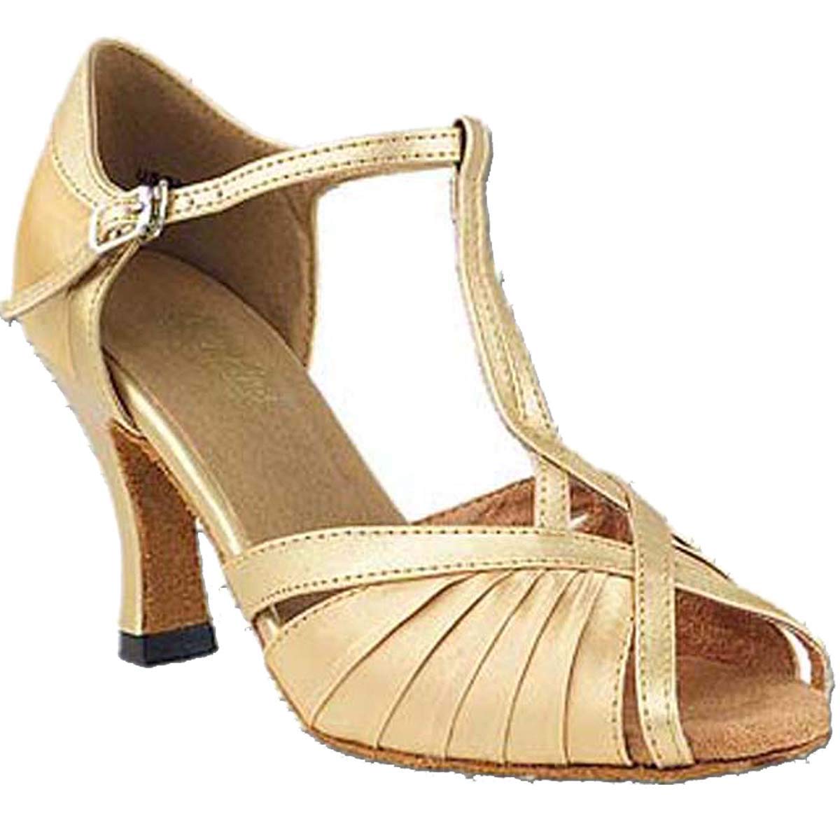 Women's Ballroom Dance Shoes Tango Wedding Salsa Latin Dance Shoes Light Brown Satin 2707EBB Comfortable - Very Fine 2.5" Heel 6.5 M US [Bundle of 5]