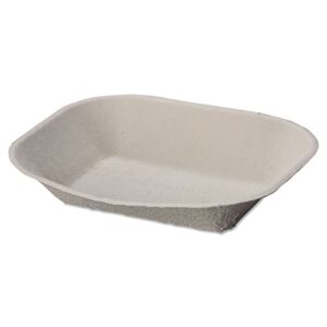 chinet 10405 9 in. x 7 in. savaday molded fiber food tray - beige (500/carton)