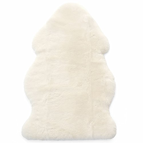 Woolino Sheepskin Luxuriously Soft Fluffy Rug for Bedroom, 100% Natural Australian Merino Wool Lambskin Baby Carpet - Ivory