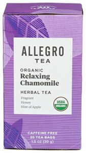 allegro tea, organic relaxing chamomile tea bags, 20 ct