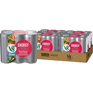 v8 +energy diet strawberry lemonade energy drink, contains 10 calories per serving, 8 fl oz can (4 packs of 6 cans)