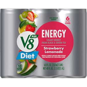 V8 +ENERGY Diet Strawberry Lemonade Energy Drink, Contains 10 Calories Per Serving, 8 FL OZ Can (4 Packs of 6 Cans)