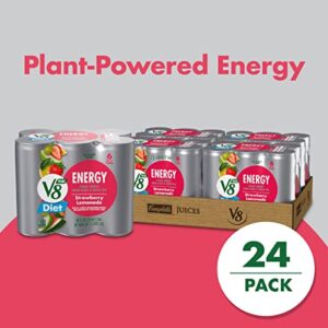 V8 +ENERGY Diet Strawberry Lemonade Energy Drink, Contains 10 Calories Per Serving, 8 FL OZ Can (4 Packs of 6 Cans)